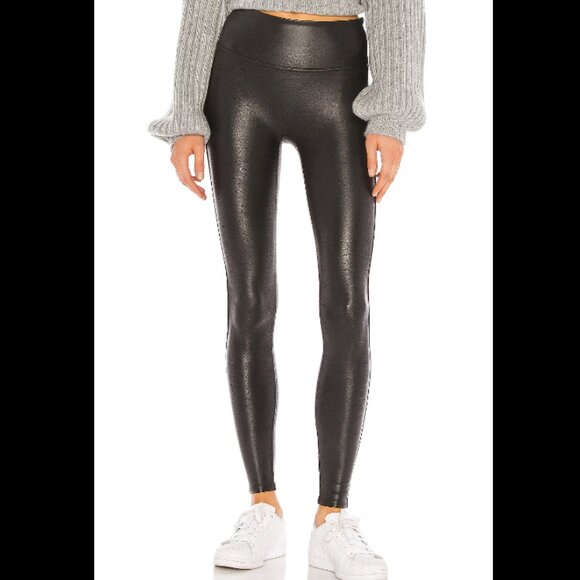 NWT Spanx Black Faux Leather Leggings Women's size XL Petite - Picture 1 of 7